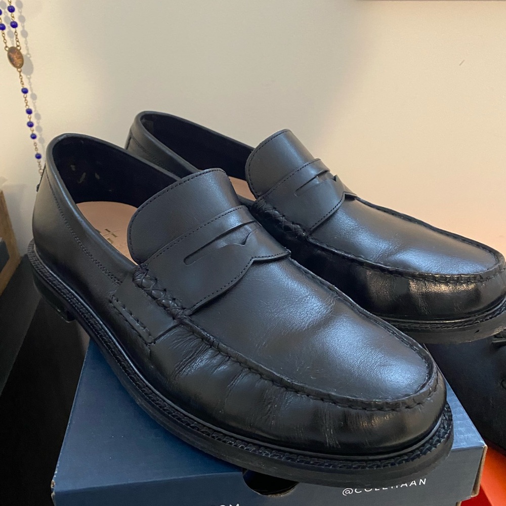 Cole Haan Black Leather Slip-On Loafers